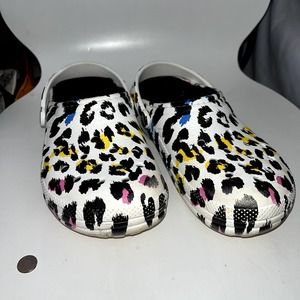 Crocs Classic Fuzzy Lined Animal Print Cheetah Multi-Colored Clogs Kids 4